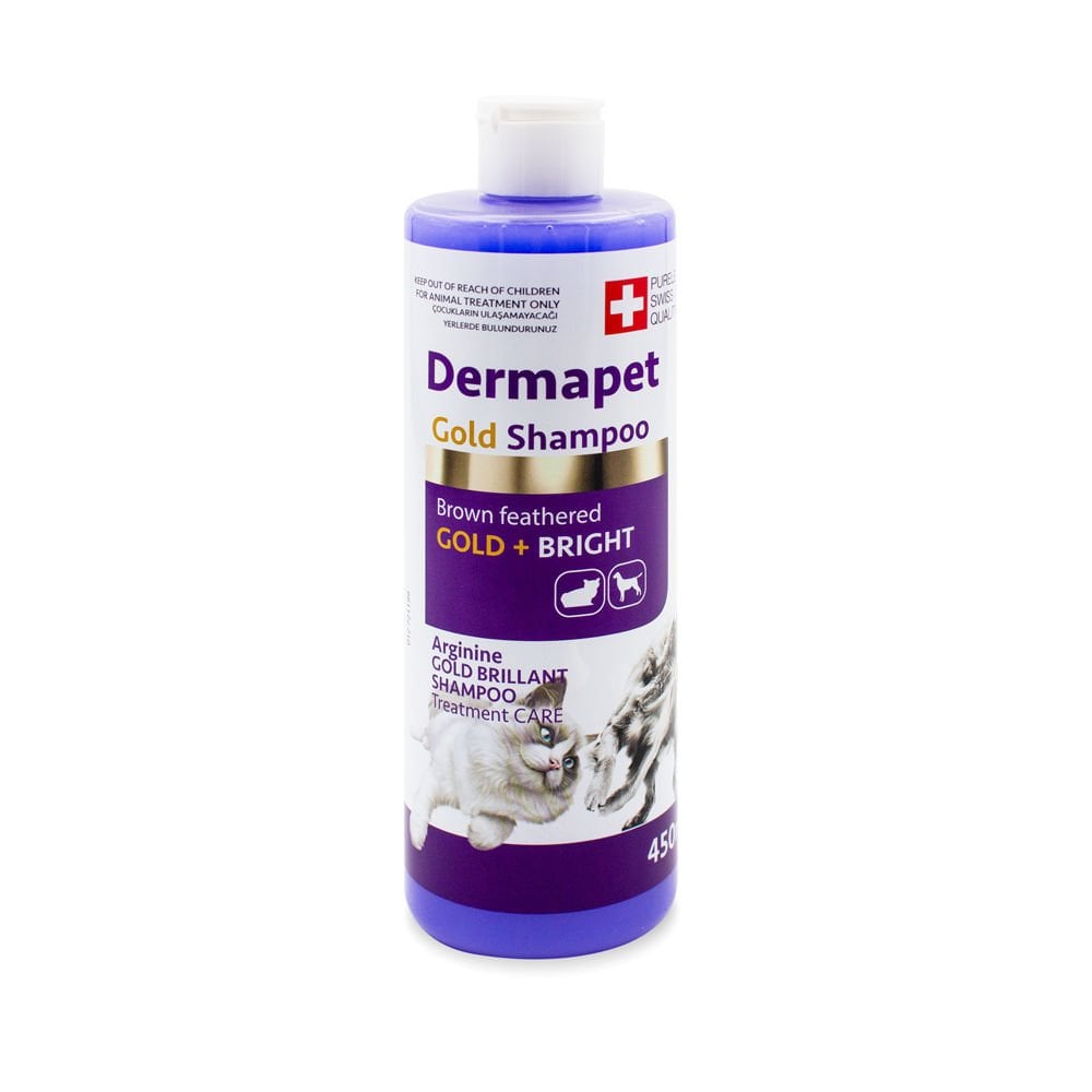 [DERMAPETGOLD450] Purele Dermatolojik Kedi ve Köpek Şampuanı 450ml Kahverengi Tüyler