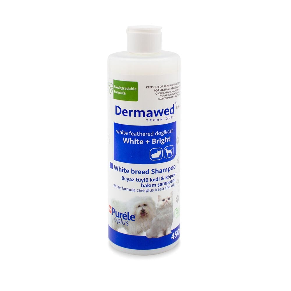 [DERMAPETWHITE450] Purele Dermatolojik Kedi ve Köpek Şampuanı 450ml Beyaz Tüyler